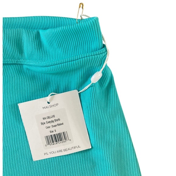 Mai Deluxe Everyday Seamless Athleisure Shorts Bali NWT High waist Ocean Ribbed - Picture 4 of 10